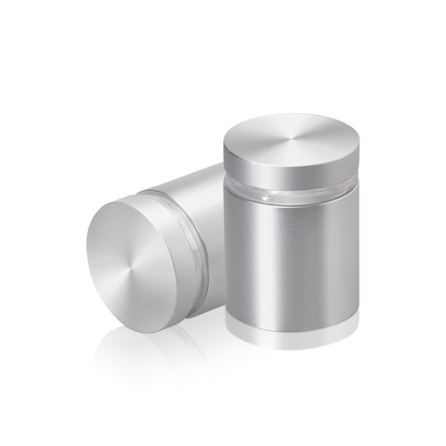 1'' Diameter X 1'' Barrel Length, Aluminum Flat Head Standoffs, Clear Anodized Finish Easy Fasten Standoff (For Inside / Outside use) Tamper Proof Standoff [Required Material Hole Size: 7/16'']