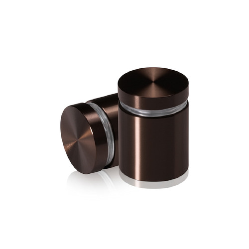 1'' Diameter X 1'' Barrel Length, Aluminum Flat Head Standoffs, Bronze Anodized Finish Easy Fasten Standoff (For Inside / Outside use) Tamper Proof Standoff [Required Material Hole Size: 7/16'']
