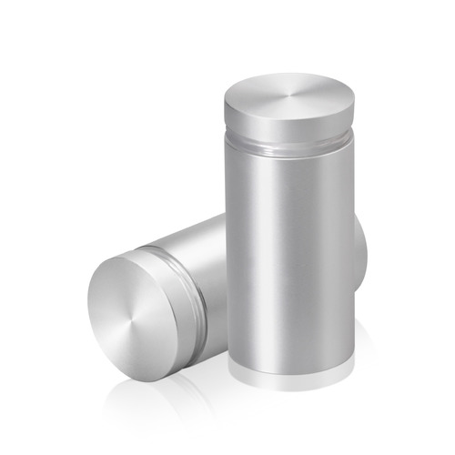 1'' Diameter X 1-3/4'' Barrel Length, Aluminum Flat Head Standoffs, Clear Anodized Finish Easy Fasten Standoff (For Inside / Outside use) Tamper Proof Standoff [Required Material Hole Size: 7/16'']