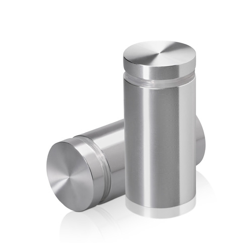 1'' Diameter X 1-3/4'' Barrel Length, Aluminum Flat Head Standoffs, Shiny Anodized Finish Easy Fasten Standoff (For Inside / Outside use) Tamper Proof Standoff [Required Material Hole Size: 7/16'']