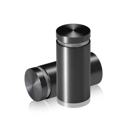 1'' Diameter X 1-3/4'' Barrel Length, Aluminum Flat Head Standoffs, Titanium Anodized Finish Easy Fasten Standoff (For Inside / Outside use) Tamper Proof Standoff [Required Material Hole Size: 7/16'']