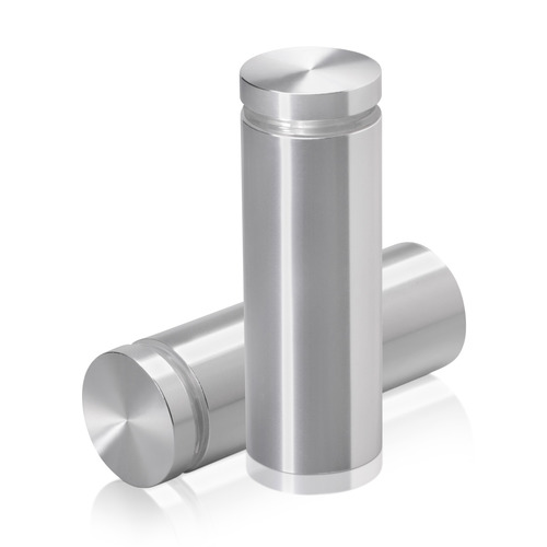 1'' Diameter X 2-1/2'' Barrel Length, Aluminum Flat Head Standoffs, Shiny Anodized Finish Easy Fasten Standoff (For Inside / Outside use) Tamper Proof Standoff [Required Material Hole Size: 7/16'']