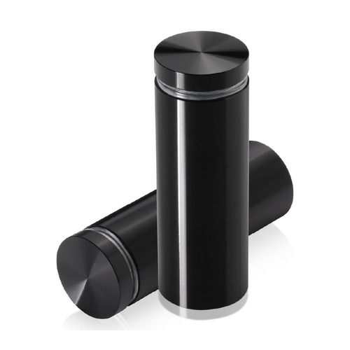 1'' Diameter X 2-1/2'' Barrel Length, Aluminum Flat Head Standoffs, Black Anodized Finish Easy Fasten Standoff (For Inside / Outside use) Tamper Proof Standoff [Required Material Hole Size: 7/16'']