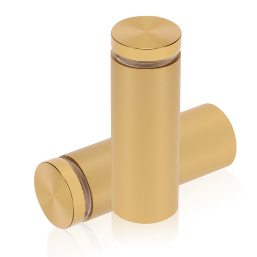 1'' Diameter X 2-1/2'' Barrel Length, Aluminum Flat Head Standoffs, Matte Champagne Anodized Finish Easy Fasten Standoff (For Inside / Outside use) Tamper Proof Standoff [Required Material Hole Size: 7/16'']