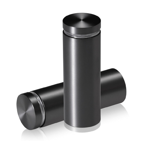 1'' Diameter X 2-1/2'' Barrel Length, Aluminum Flat Head Standoffs, Titanium Anodized Finish Easy Fasten Standoff (For Inside / Outside use) Tamper Proof Standoff [Required Material Hole Size: 7/16'']
