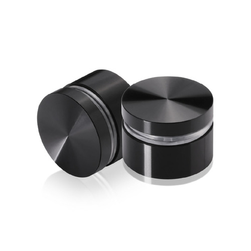 1-1/4'' Diameter X 1/2'' Barrel Length, Aluminum Flat Head Standoffs, Black Anodized Finish Easy Fasten Standoff (For Inside / Outside use) Tamper Proof Standoff [Required Material Hole Size: 7/16'']