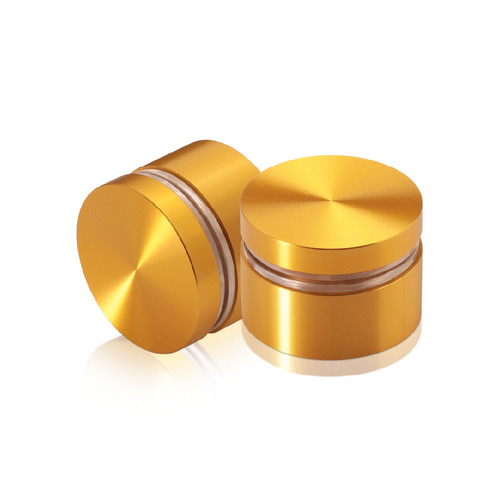 1-1/4'' Diameter X 1/2'' Barrel Length, Aluminum Flat Head Standoffs, Gold Anodized Finish Easy Fasten Standoff (For Inside / Outside use) Tamper Proof Standoff [Required Material Hole Size: 7/16'']