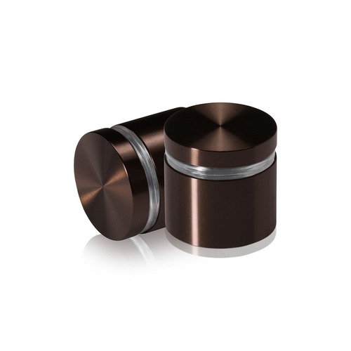 1-1/4'' Diameter X 3/4'' Barrel Length, Aluminum Flat Head Standoffs, Bronze Anodized Finish Easy Fasten Standoff (For Inside / Outside use) Tamper Proof Standoff [Required Material Hole Size: 7/16'']