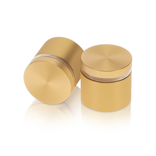 1-1/4'' Diameter X 3/4'' Barrel Length, Aluminum Flat Head Standoffs, Matte Champagne Anodized Finish Easy Fasten Standoff (For Inside / Outside use) Tamper Proof Standoff [Required Material Hole Size: 7/16'']