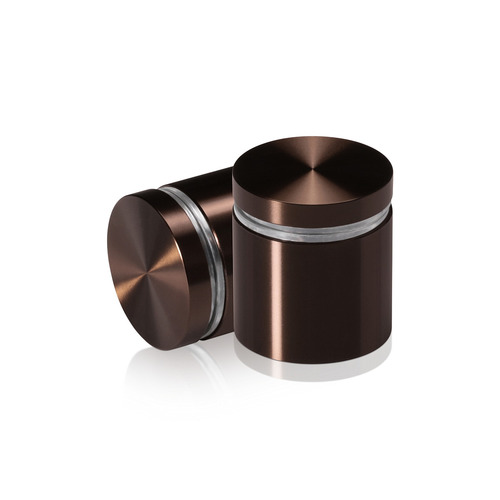 1-1/4'' Diameter X 1'' Barrel Length, Aluminum Flat Head Standoffs, Bronze Anodized Finish Easy Fasten Standoff (For Inside / Outside use) Tamper Proof Standoff [Required Material Hole Size: 7/16'']