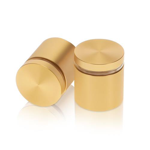 1-1/4'' Diameter X 1'' Barrel Length, Aluminum Flat Head Standoffs, Champagne Anodized Finish Easy Fasten Standoff (For Inside / Outside use) Tamper Proof Standoff [Required Material Hole Size: 7/16'']