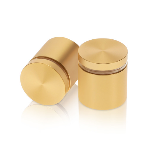 1-1/4'' Diameter X 1'' Barrel Length, Aluminum Flat Head Standoffs, Matte Champagne Anodized Finish Easy Fasten Standoff (For Inside / Outside use) Tamper Proof Standoff [Required Material Hole Size: 7/16'']