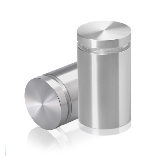 1-1/4'' Diameter X 1-3/4'' Barrel Length, Aluminum Flat Head Standoffs, Shiny Anodized Finish Easy Fasten Standoff (For Inside / Outside use) Tamper Proof Standoff [Required Material Hole Size: 7/16'']