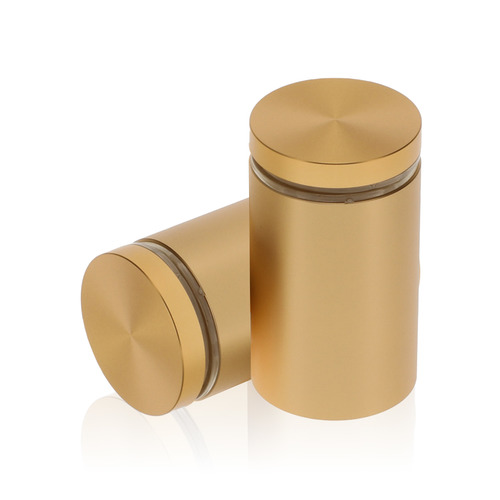 1-1/4'' Diameter X 1-3/4'' Barrel Length, Aluminum Flat Head Standoffs, Champagne Anodized Finish Easy Fasten Standoff (For Inside / Outside use) Tamper Proof Standoff [Required Material Hole Size: 7/16'']
