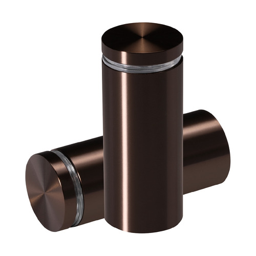 1-1/4'' Diameter X 2-1/2'' Barrel Length, Aluminum Flat Head Standoffs, Bronze Anodized Finish Easy Fasten Standoff (For Inside / Outside use) Tamper Proof Standoff [Required Material Hole Size: 7/16'']