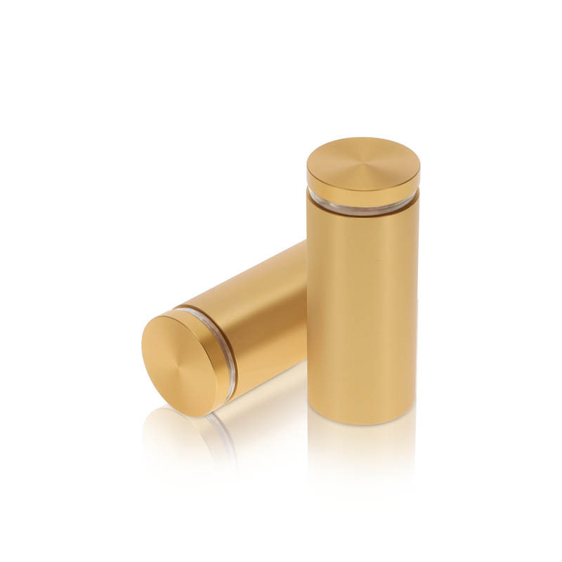 1-1/4'' Diameter X 2-1/2'' Barrel Length, Aluminum Flat Head Standoffs, Champagne Anodized Finish Easy Fasten Standoff (For Inside / Outside use) Tamper Proof Standoff [Required Material Hole Size: 7/16'']
