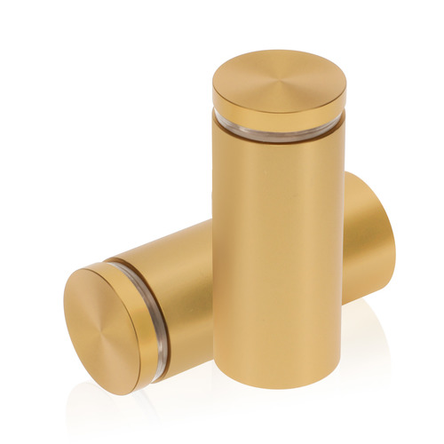 1-1/4'' Diameter X 2-1/2'' Barrel Length, Aluminum Flat Head Standoffs, Matte Champagne Anodized Finish Easy Fasten Standoff (For Inside / Outside use) Tamper Proof Standoff [Required Material Hole Size: 7/16'']