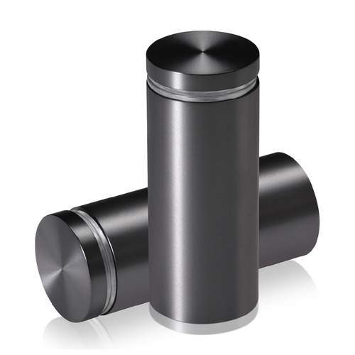 1-1/4'' Diameter X 2-1/2'' Barrel Length, Aluminum Flat Head Standoffs, Titanium Anodized Finish Easy Fasten Standoff (For Inside / Outside use) Tamper Proof Standoff [Required Material Hole Size: 7/16'']