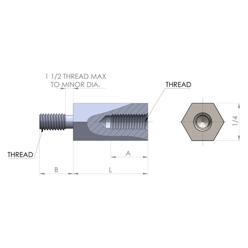 1/4'' Diameter, 1/2'' Length, Hex Male to Female Standoff, 4-40 Thread, Stainless Steel Plain Finish