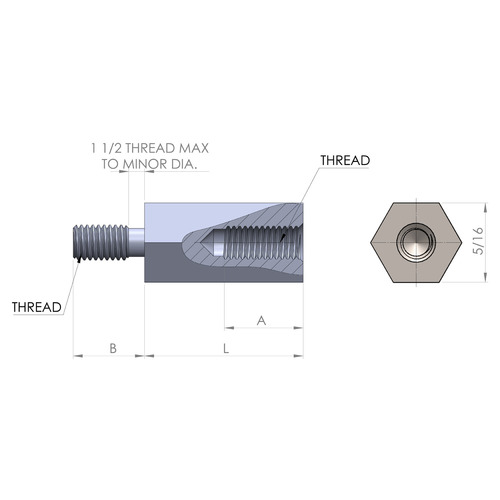 5/16'' Diameter, 1'' Length, Hex Male to Female Standoff, 8-32 Thread, Stainless Steel Plain Finish