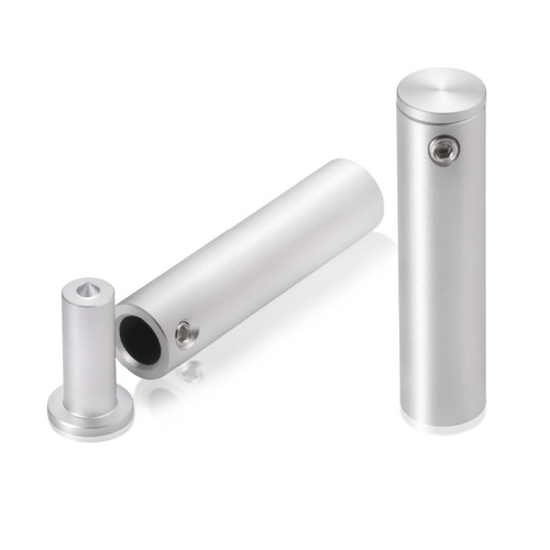 1/2'' Diameter x 2'' Barrel Length, Aluminum Glass Standoff Clear Anodized Finish (Indoor or Outdoor Use) [Required Material Hole Size: 5/16'']