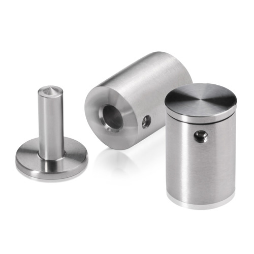 3/4'' Diameter x 1'' Barrel Length, Stainless Steel Glass Standoff Satin Brushed Finish Grade 304  (Indoor or Outdoor Use) [Required Material Hole Size: 7/16'']