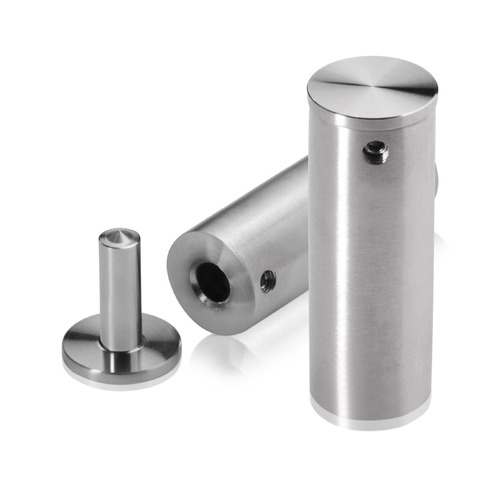 3/4'' Diameter x 2'' Barrel Length, Stainless Steel Glass Standoff Satin Brushed Finish Grade 304  (Indoor or Outdoor Use) [Required Material Hole Size: 7/16'']