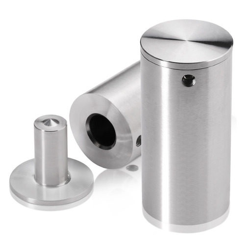 1'' Diameter x 2'' Barrel Length, Stainless Steel Glass Standoff Satin Brushed Finish  (Indoor) [Required Material Hole Size: 7/16'']