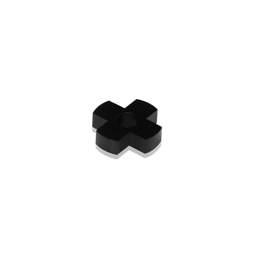 4-Way Standoffs Hub, Diameter: 1'', Thickness: 1/4'', Black Anodized Aluminum [Required Material Hole Size: 7/16'']