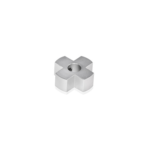 4-Way Standoffs Hub, Diameter: 1'', Thickness: 3/8'', Clear Anodized Aluminum [Required Material Hole Size: 7/16'']