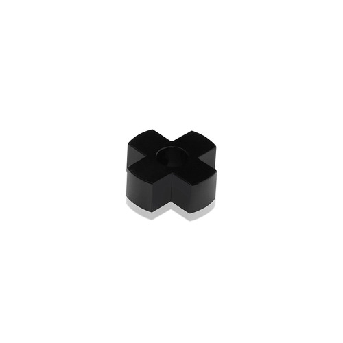 4-Way Standoffs Hub, Diameter: 1'', Thickness: 3/8'', Black Anodized Aluminum [Required Material Hole Size: 7/16'']