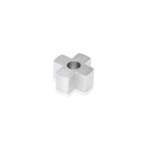 4-Way Standoffs Hub, Diameter: 1'', Thickness: 1/2'', Clear Anodized Aluminum [Required Material Hole Size: 7/16'']