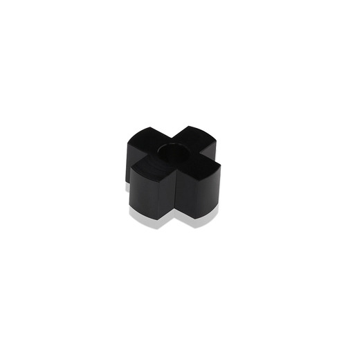 4-Way Standoffs Hub, Diameter: 1'', Thickness: 1/2'', Black Anodized Aluminum [Required Material Hole Size: 7/16'']
