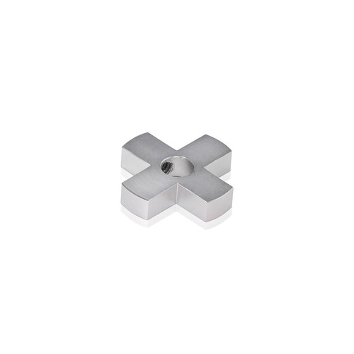 4-Way Standoffs Hub, Diameter: 1 1/4'', Thickness: 1/4'', Clear Anodized Aluminum [Required Material Hole Size: 7/16'']