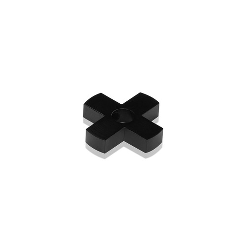 4-Way Standoffs Hub, Diameter: 1 1/4'', Thickness: 1/4'', Black Anodized Aluminum [Required Material Hole Size: 7/16'']