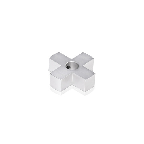 4-Way Standoffs Hub, Diameter: 1 1/4'', Thickness: 3/8'', Clear Anodized Aluminum [Required Material Hole Size: 7/16'']