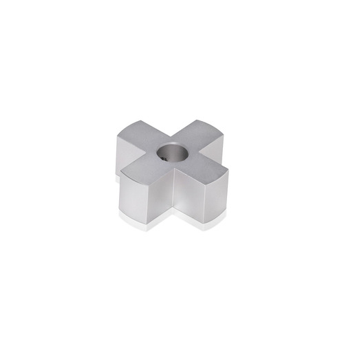 4-Way Standoffs Hub, Diameter: 1 1/4'', Thickness: 1/2'', Clear Anodized Aluminum [Required Material Hole Size: 7/16'']