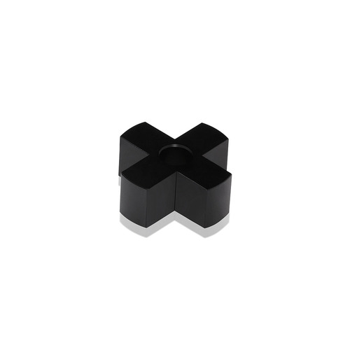 4-Way Standoffs Hub, Diameter: 1 1/4'', Thickness: 1/2'', Black Anodized Aluminum [Required Material Hole Size: 7/16'']