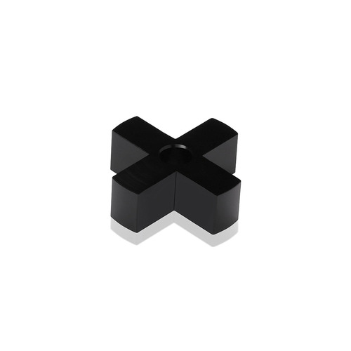 4-Way Standoffs Hub, Diameter: 1 1/2'', Thickness: 1/2'', Black Anodized Aluminum [Required Material Hole Size: 7/16'']