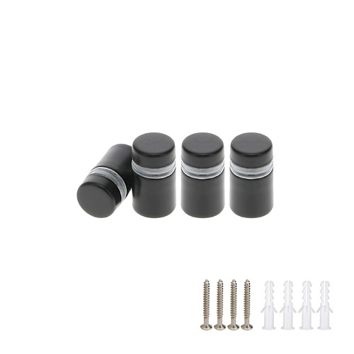 (Set of 4) 1/2'' Diameter X 1/2'' Barrel Length,  Hollow Stainless Steel Matte Black Finish. Easy Fasten Standoff with (4) 2208Z Screws and (4) LANC1 Anchors for concrete or drywall (For Inside Use Only) [Required Material Hole Size: 3/8'']