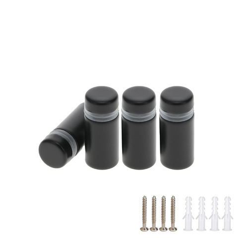 (Set of 4) 1/2'' Diameter X 3/4'' Barrel Length,  Hollow Stainless Steel Matte Black Finish. Easy Fasten Standoff with (4) 2208Z Screws and (4) LANC1 Anchors for concrete or drywall (For Inside Use Only) [Required Material Hole Size: 3/8'']