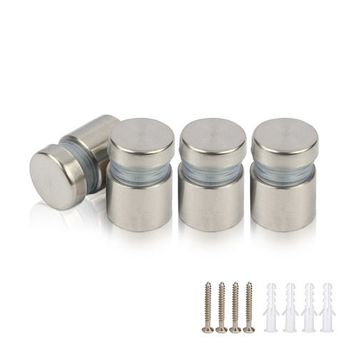 (Set of 4) Hollow Stainless Steel Standoff, Diameter: 5/8'', Standoff: 1/2'' with (4) 2208Z Screws and (4) LANC1 Anchors for concrete or drywall (For Inside Use Only) [Required Material Hole Size: 7/16'']