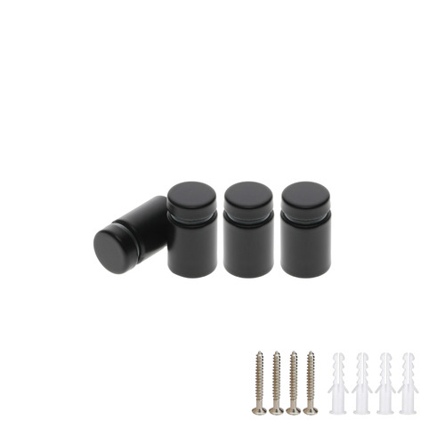 (Set of 4) 5/8'' Diameter X 3/4'' Barrel Length,  Hollow Stainless Steel Matte Black Finish. Easy Fasten Standoff with (4) 2208Z Screws and (4) LANC1 Anchors for concrete or drywall (For Inside Use Only) [Required Material Hole Size: 7/16'']