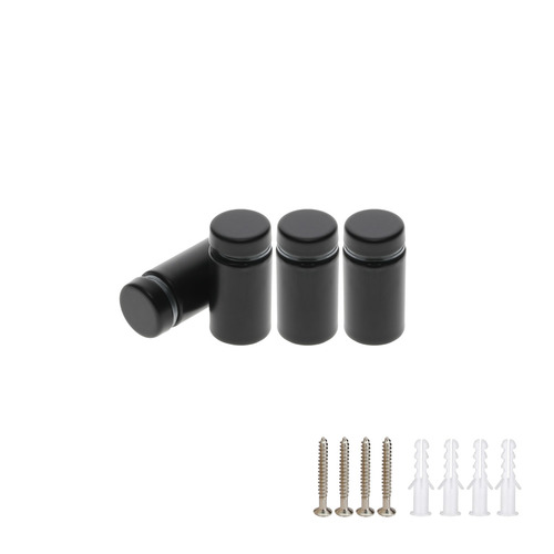 (Set of 4) 5/8'' Diameter X 1'' Barrel Length,  Hollow Stainless Steel Matte Black Finish. Easy Fasten Standoff with (4) 2208Z Screws and (4) LANC1 Anchors for concrete or drywall (For Inside Use Only) [Required Material Hole Size: 7/16'']