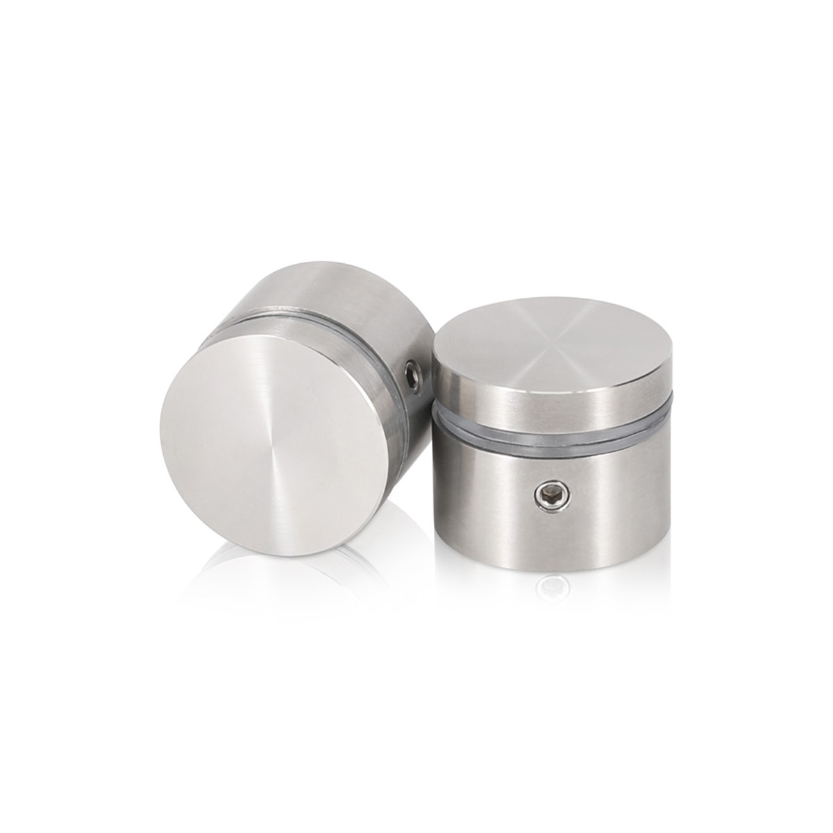 (Set of 4) 1'' Dia. X 1/2'' Barrel Length, (316 Marine Grade) Stainless Steel Brushed Finish. Easy Fasten Standoff with (4) 2216Z Screws and (4) LANC2 Anchors for concrete/drywall and (1) M4 Allen Key (For  In/Out use) [Req. Mat. Hole Size: 7/16'']