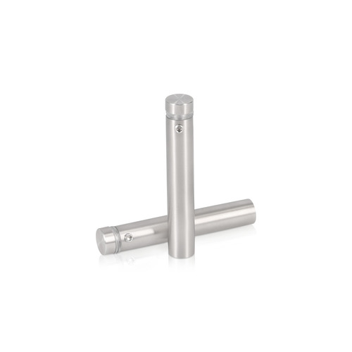 1/2'' Diameter X 2-1/2'' Barrel Length, (304) Stainless Steel Brushed Finish. Easy Fasten Standoff (For Inside / Outside use) Tamper Proof Standoff [Required Material Hole Size: 3/8'']