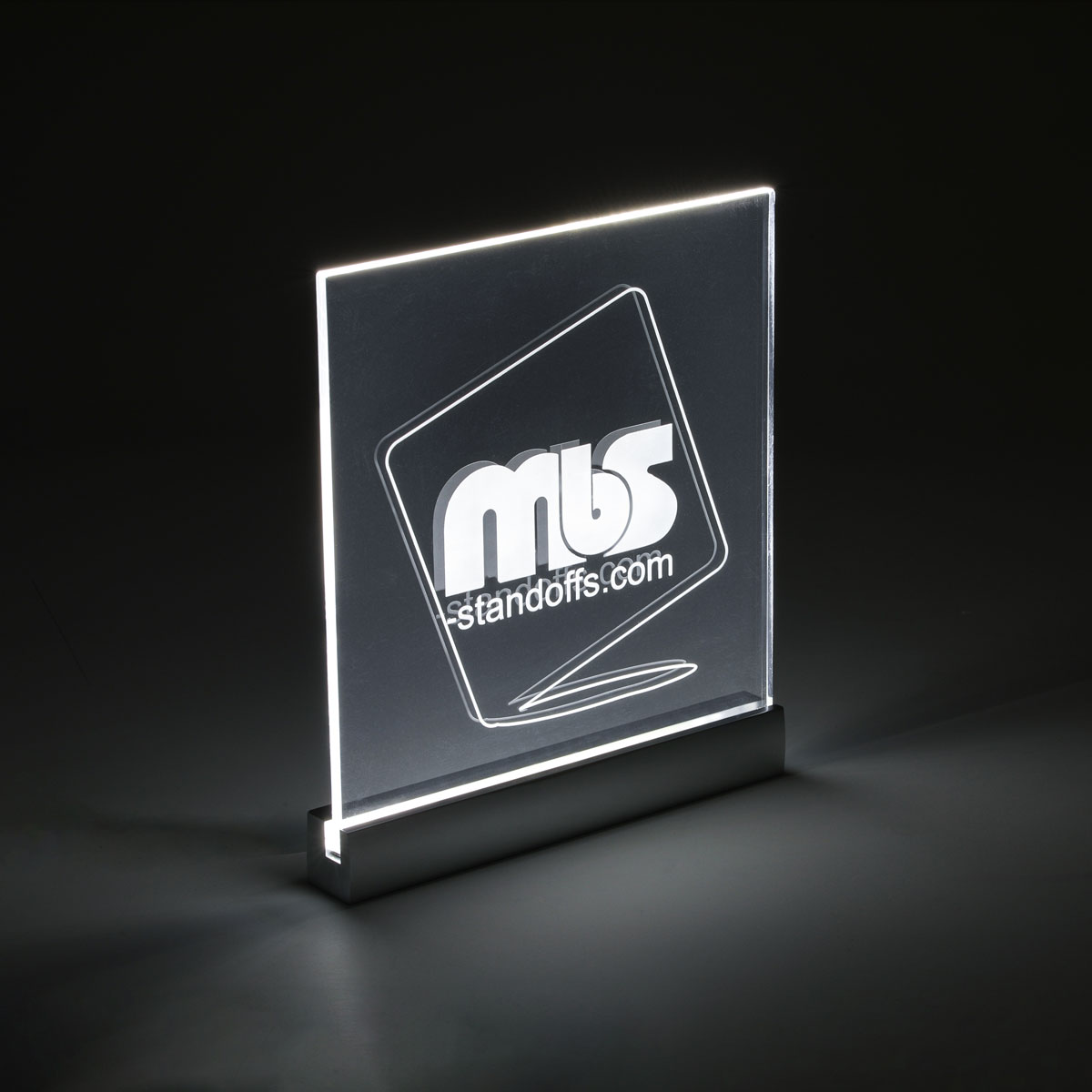 WHITE LED Sign Clamp in 4 3/4'' (120 mm) length X 1'' (25.4 mm) Silver satin aluminum finish.Mount Kit Supports Signs Up To 5/16'' Thick, Wall Mount, Low Voltage transformer included.