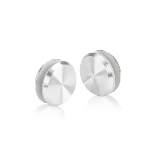 1-1/2'' Diameter Clear Shiny Anodized Aluminum, Mini Mall Front Clamp (Material Thickness Accepted: 1/4'' to 1/2'')