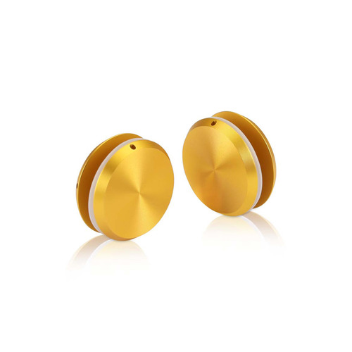 1-1/2'' Diameter Gold Anodized Aluminum, Mini Mall Front Clamp (Material Thickness Accepted: 1/4'' to 1/2'')