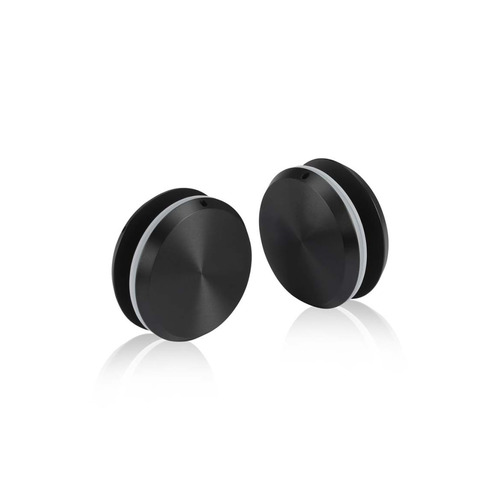 1-1/2'' Diameter Matte Black Anodized Aluminum, Mini Mall Front Clamp (Material Thickness Accepted: 1/4'' to 1/2'')